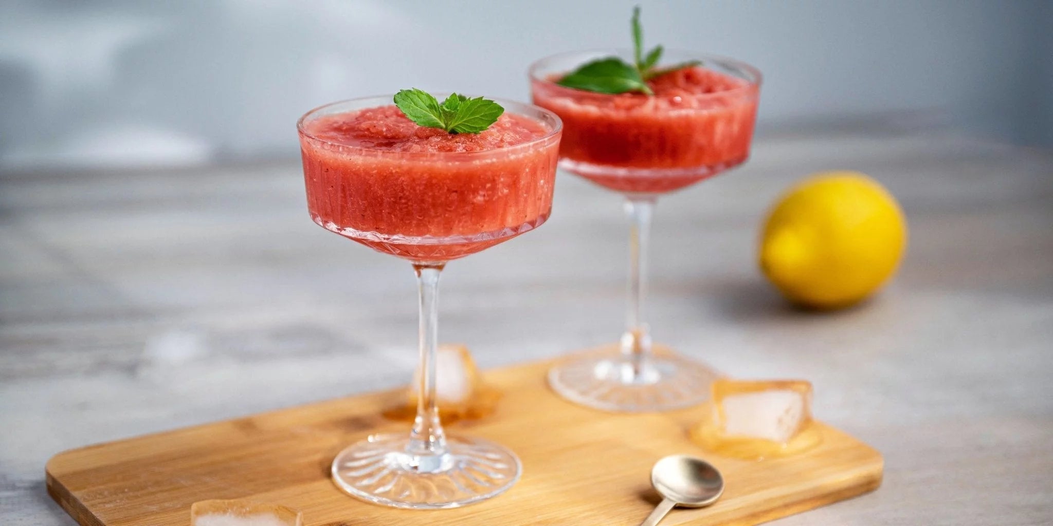 Rezept für erfrischenden Wassermelonen-Slush. Rezept für erfrischenden Wassermelonen-Slush.