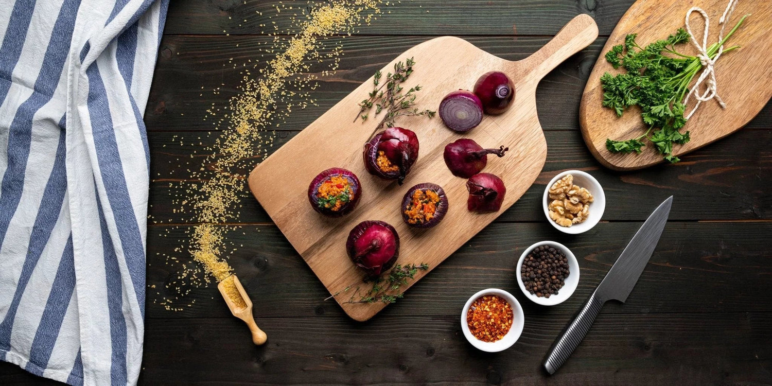 Rezept für gefüllte Zwiebeln mit Bulgur. - Kurkraft