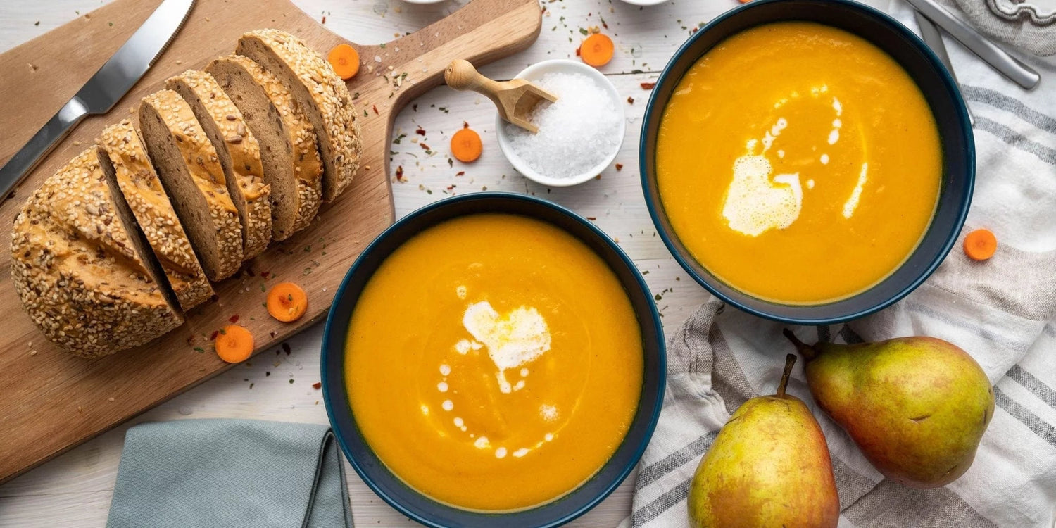 Rezept für Karotten-Birnen-Suppe mit Kokosmilch. - Kurkraft