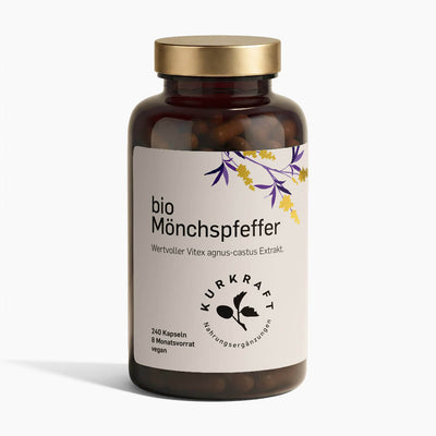 BIO MÖNCHSPFEFFER EXTRAKT - Kurkraft - Bio Mönchspfeffer Kapseln – Frontansicht der Verpackung von Kurkraft