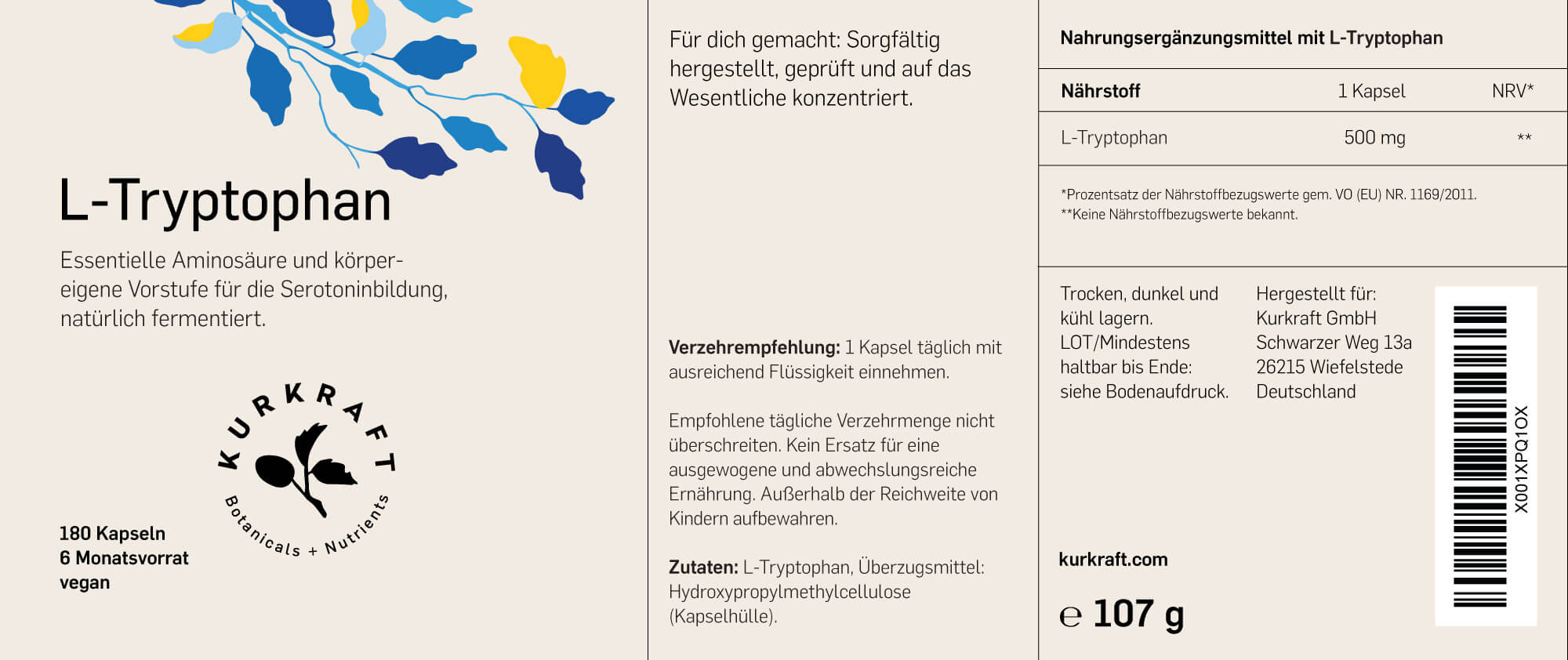L - TRYPTOPHAN - Kurkraft - L - TRYPTOPHAN