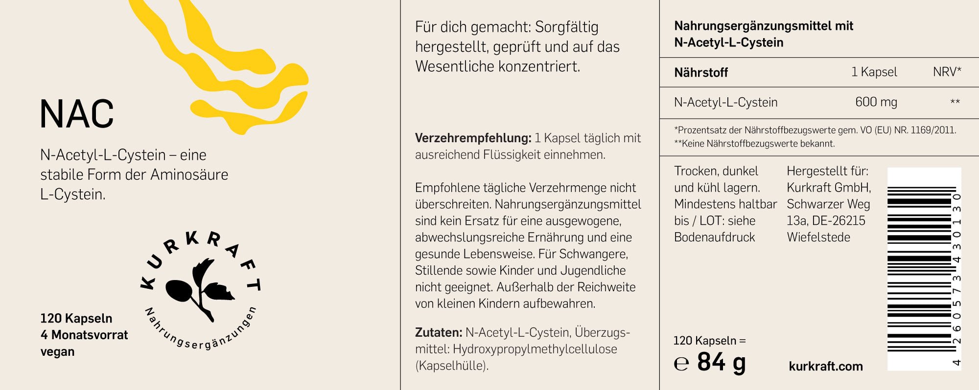 NAC (N - ACETYL - L - CYSTEIN) - Kurkraft - NAC (N - ACETYL - L - CYSTEIN)