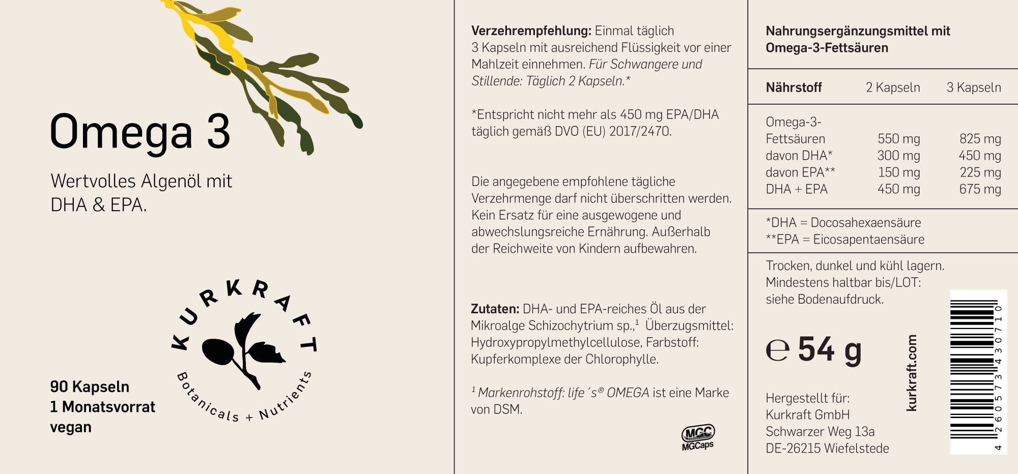OMEGA 3 ALGENÖL - Kurkraft - OMEGA 3 ALGENÖL