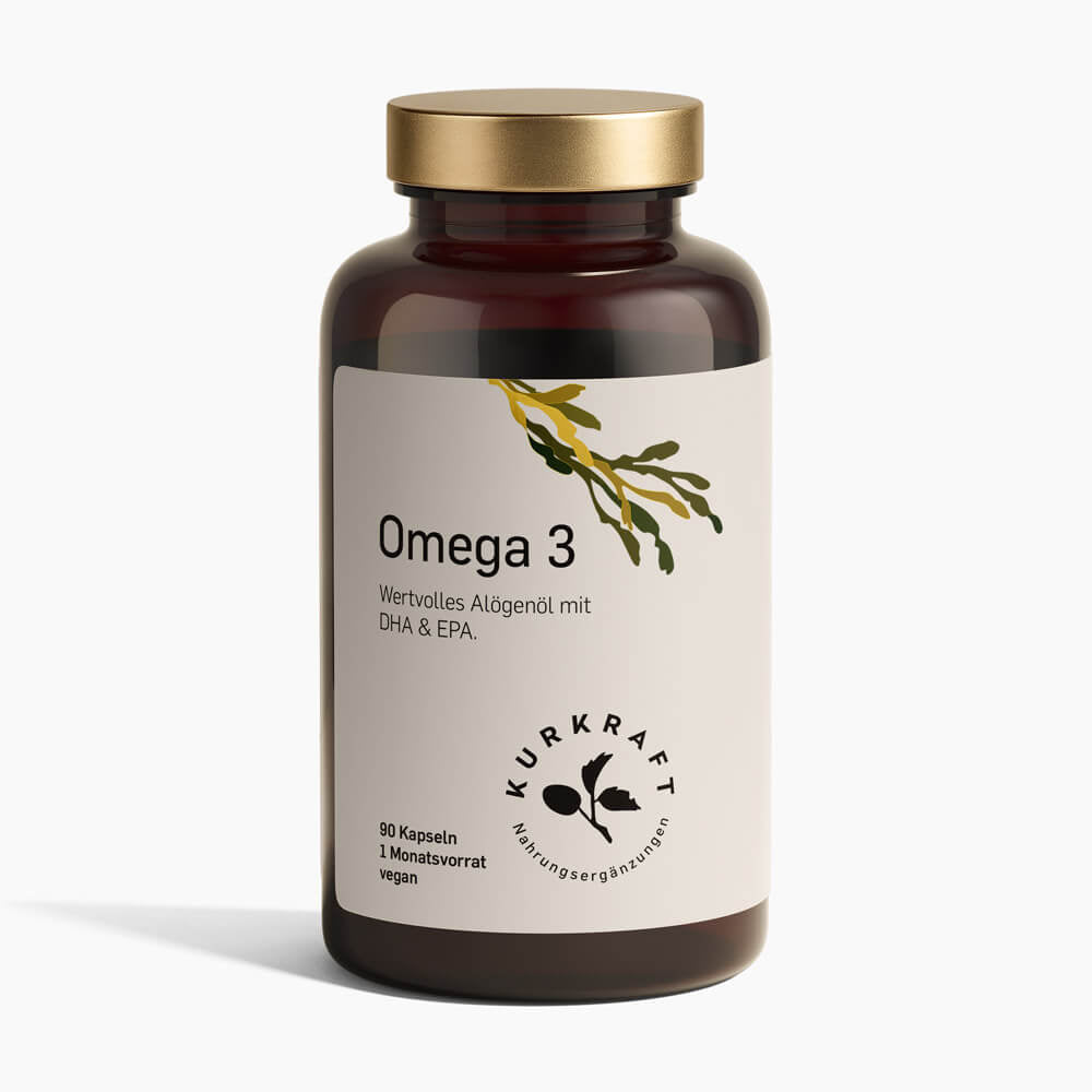 OMEGA 3 ALGENÖL - Kurkraft - Omega 3 Algenöl Kapseln – Frontansicht der Verpackung von Kurkraft