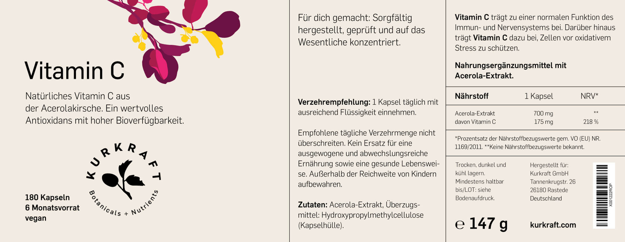 VITAMIN C aus Acerola - Kurkraft - VITAMIN C aus Acerola