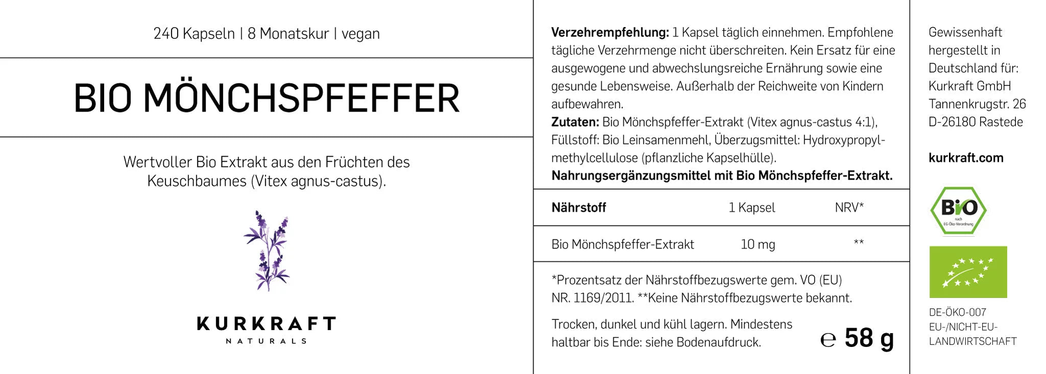 BIO MÖNCHSPFEFFER EXTRAKT - Kurkraft - BIO MÖNCHSPFEFFER - Kurkraft