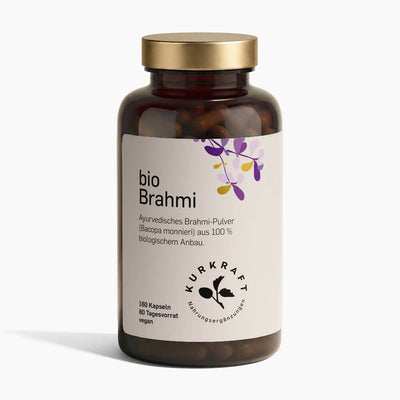 BIO BRAHMI - Kurkraft - Bio Brahmi Kapseln – Frontansicht der Verpackung von Kurkraft