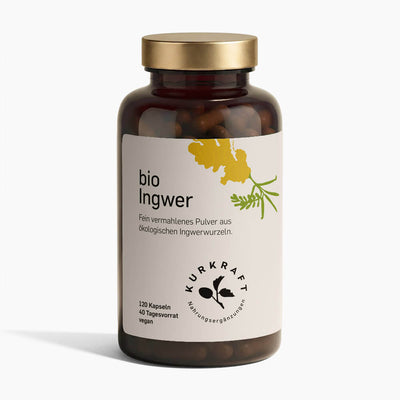 BIO INGWER - Kurkraft - Bio Ingwer Kapseln – Frontansicht der Verpackung von Kurkraft