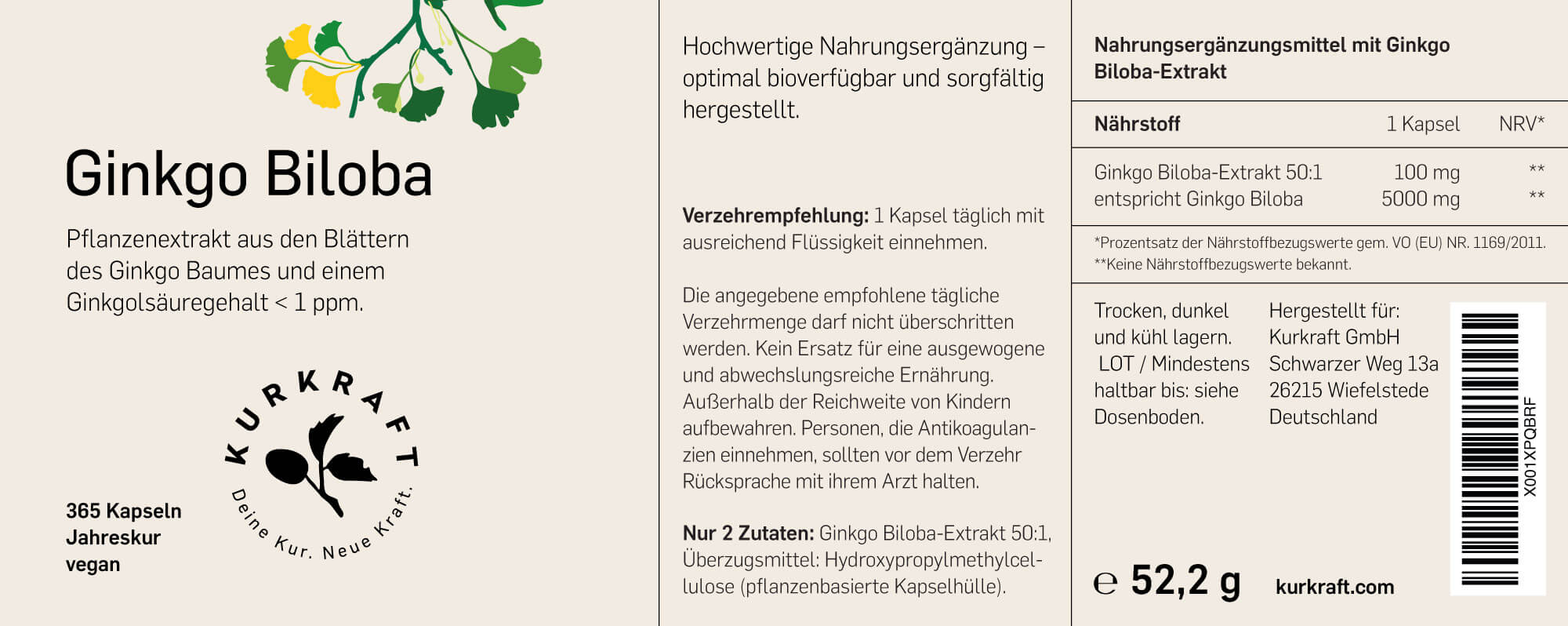 GINKGO BILOBA - Kurkraft - GINKGO BILOBA