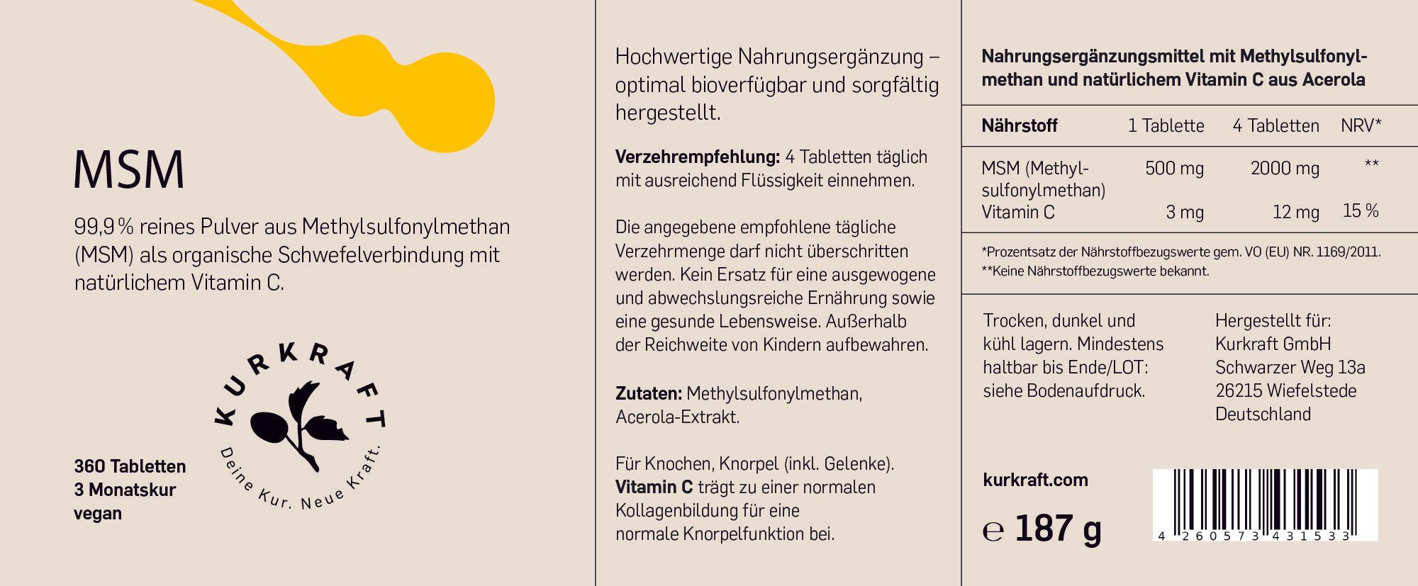 MSM + VITAMIN C - Kurkraft - MSM + VITAMIN C