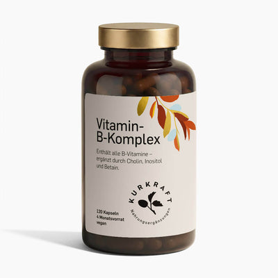 Kurkraft Vitamin B Komplex Kapseln 120 Stück – alle 8 B-Vitamine hochdosiert und bioaktiv, vegan
