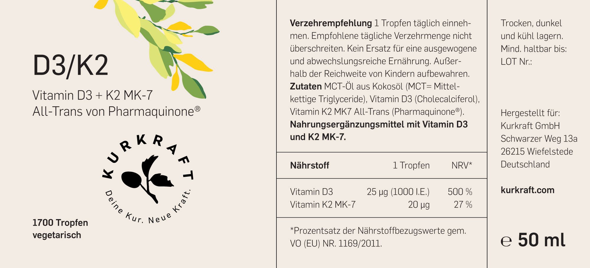 VITAMIN D3+K2 - Kurkraft - VITAMIN D3+K2