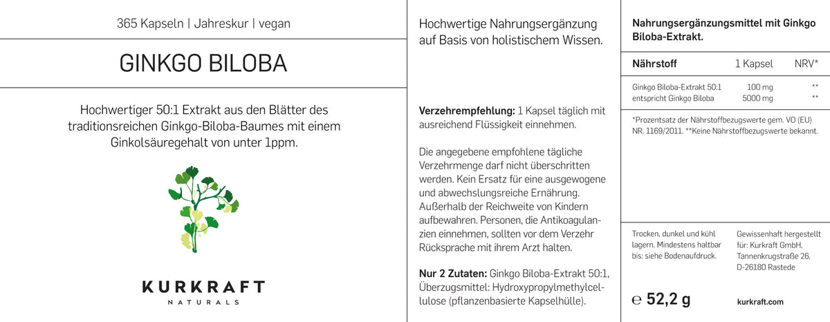Ginkgo Biloba: Sichere Wahl mit unter 1 PPM Ginkgolsäure!